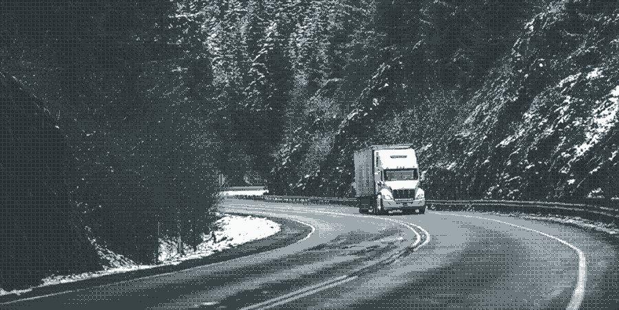 Semi truck on a mountain road