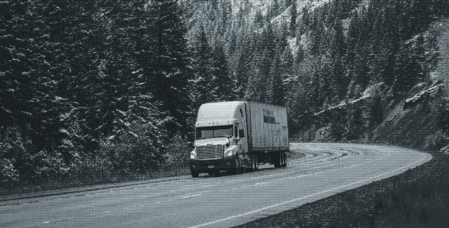 Semi truck on a mountain road